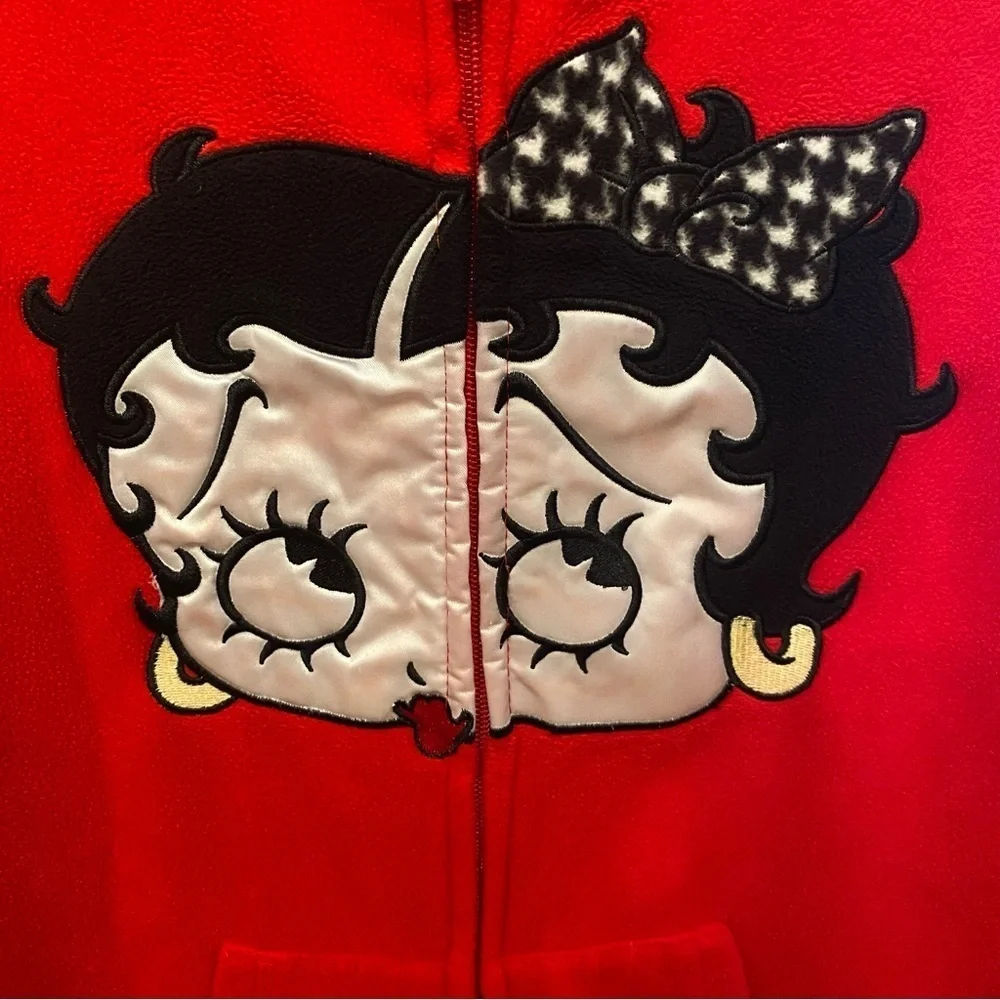 Betty Boop Red Onesie Fleece Sleepwear Pajamas Size Small
